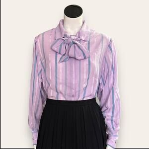 Purple Librarian blouse with necktie Large
